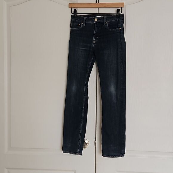 H&M Women's High-Rise Denim Jeans Dark Blue Washed Size 4 - Picture 2 of 16